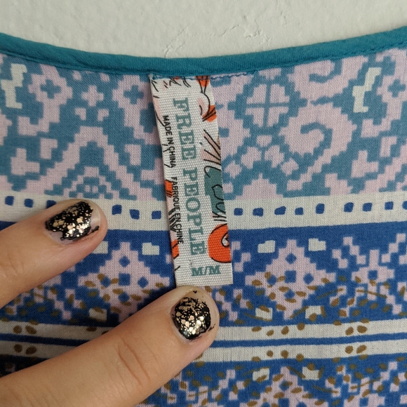 (Free People) Vintage Blue Lace Mini Dress Medium - Picture 4 of 12